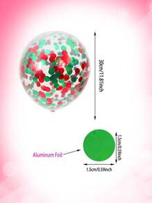 11pcs 32-Inch Red & Green Number Balloon Set, 18-Inch Watermelon Foil Balloon, Star Balloon, 12-Inch Red & Green Foil Confetti Transparent Latex Balloon, Suitable For Birthday Party, Watermelon Party, Summer Party Decoration - Multicolor - View 10