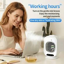 Portable Mini Air Cooler, 3-Speed Speed Personal Water-Cooled Air Cooler, Small Personal Air Conditioner, Personal Cooling Fan, USB Power Supply, Suitable For Office/Bedroom/Outdoor Personal Cooling Fan, Silent Operation. Rotating Shaking Head - Multicolor - View 6
