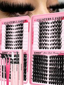 Eimny 384pcs Eyelash Cluster Set, 4 Styles Of Fluffy Lightweight Single Cluster False Eyelashes, Includes Adhesive, Sealer, Tweezers And Brush, Reusable Voluminous Lashes, Suitable For Daily Wear, Party, Date Night, Easy For Beginners And Makeup Enthusiasts - Multicolor - View 10