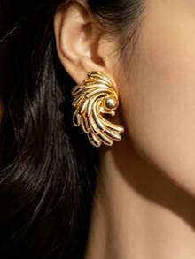 1 Pasang Anting-Anting Kerang Tumpuk Modis Cocok untuk Dipakai Saat Liburan Musim Panas - Emas - View 6