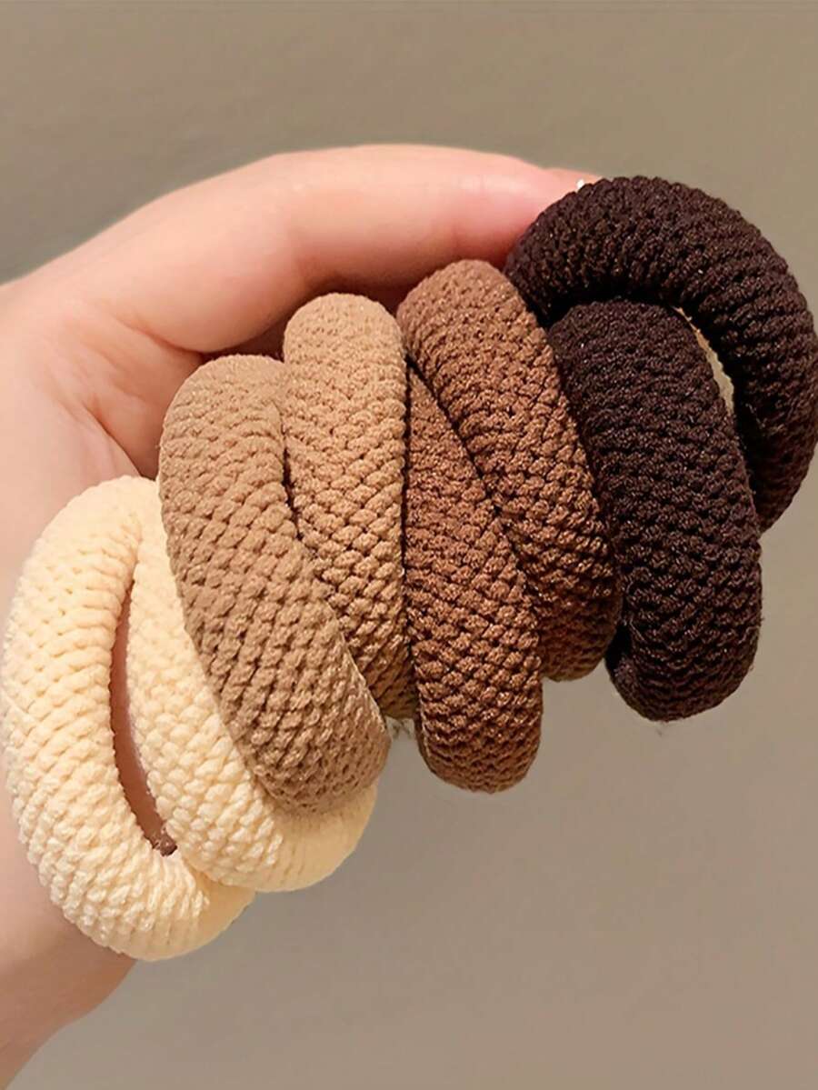 8PCS Women's Solid Color Thickened Hair Ties, High Ponytail Hair Bands, Elastic Rubber Bands, High Elasticity Durable Hair Ropes, Suitable For Daily Wear - Multicolor - View 1
