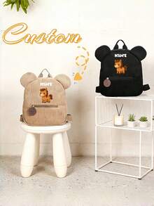 1pc Mini Back To School Personalized Customized Backpack, Casual Cute Cartoon Pony Theme Print, Zipper Closure Nylon Material, Adjustable Shoulder Straps, Hand-Carry, Suitable For School, Shopping, Daily Outings, Outdoor Trips. Birthday Gift. - Multicolor - View 2