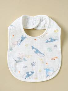 5PCS Pure Cotton Crinkle Fabric Comfortable Breathable Baby U-Shaped Bibs With Soft Bean Fleece Back, Suitable For Newborn Boys And Girls Feeding, Drooling And Teething, Machine Washable - Multicolor - View 4