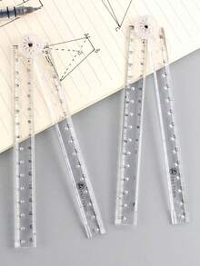 15/2/1 Creative Drawing Measuring Acrylic Transparent Folding Ruler, Transparent Design, Minimalist Style, Foldable Storage, Portable, Student Supplies, Back To School Essential - A - View 2