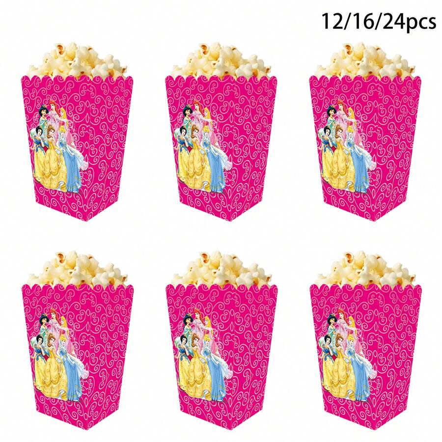 Hasbro 12/16/24個公主爆米花盒，公主主題糖果盒，零食盒，禮物點心盒，公主生日派對用品，公主糖果盒 - 卡通 - 查看 1