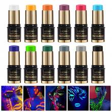 SAM SUGAR 12 Warna Cat Wajah dan Tubuh UV Glow, Stik Cat Kosmetik untuk Pesta Panggung Halloween - MultiWarna - View 4