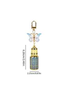 1pc Mini Butterfly Keychain Empty Refillable Perfume Roller Ball Bottle, Luxury Gold Embossed Essential Oil Roller Bottle, Portable Travel Pocket Size Cute Pendant Keychain, Cosmetic Sample Storage, Birthday Gift For Her, Travel Essential - Multicolor - View 9
