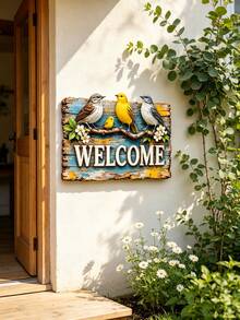 1件 2D平面波希米亞風金屬「Welcome」歡迎牌,彩色鳥類門廊裝飾,適用於住家地址顯示、房間、花園、露台、入口裝飾,入厝/節日禮物,適合家人/朋友與居家裝飾愛好者 - 花鳥WL - 查看 2