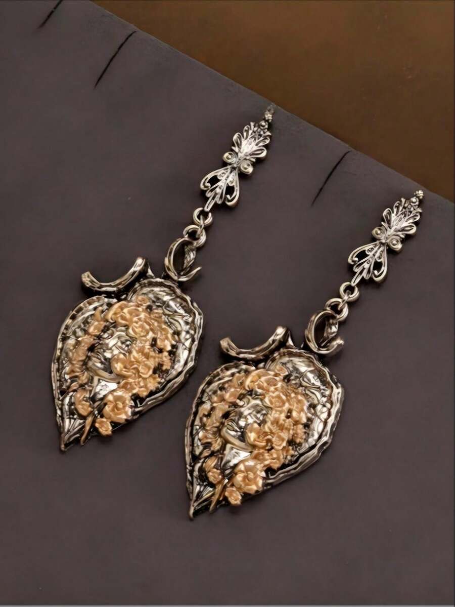 Modische personalisierte goldene Lockenhaar-Halskette und Ohrringe im Vintage-Stil, geeignet für den täglichen Gebrauch, Partys und Festivals - Ohrringe - Übersicht 1