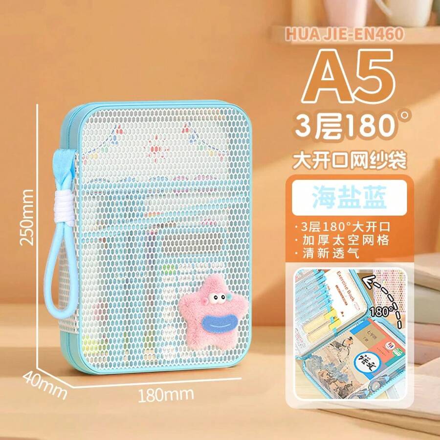 HUAJIE - Bolsa de Archivo con Cierre deúltiples Capas para Niños, Tamaño A4/A5, Carpeta de Almacenamiento de Documentos Portátil de Gran Capacidad con Asa, Bolsa de Archivo Multifuncional - Negro - Ver 1