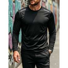 Functional Long Sleeve Sports Top, Slim Fit Shoulder And Waistline, Suitable For Outdoor And Daily Wear, Sleek Style, Black - Black - View 2