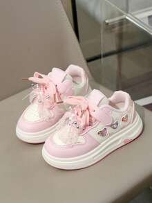 Children's Dreamy Color Rhinestone Princess Style Breathable Non-Slip Wear-Resistant Design Super Cool Versatile All-Season Chunky Sneakers - Pink - View 7
