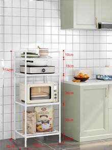 1pc 2-6 Tier White/Black Metal Multi-Function Storage Rack, Freestanding Stackable Microwave Storage Rack, Heavy Duty Space-Saving Stand, Suitable For Kitchen, Laundry Room And Dorm, Back To School And Moving Essentials - Multicolor - View 14