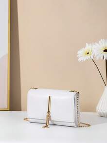 Accesorio de colgante con borla para bolso bandolera - Blanco - Ver 3