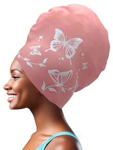 Long Hair Swimming Cap, Unisex, Extra Large Swimming Cap - Elegant Butterfly Pattern, Waterproof Silicone Swimming Cap, High Elasticity Swim Cap, Suitable For Braided Hair, Dreadlocks, African-Style Braided Wigs - Multicolor - View 7