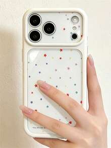 Stylish Minimalist Transparency Colorful Star Pattern Phone Case Compatible With IPhone 17 Pro Max 17 Pro 17 16 Pro Max 15 14 Pro Max Lens Protection Back Cover - White - View 2