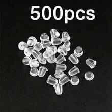 50/100pcs Earring Backs With Caps, 5mm Soft Stopper Earring Backs For Women, Fashion Earring Accessories, Suitable For Teardrop Earrings, Piercing Repair And Transparent Ear Plugs, Anti-Drop Anti-Slip Comfortable Invisible Ear Stoppers, Universal Earring Fixing Accessories, Suitable For DIY Handmade And Daily Wear Replacement, Cross-Border Hot-Selling Transparent Earring Backs, Secure Fit And Not Easy To Fall Off - Transparent - View 11