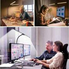 Dual Head Clip On LED Desk Lamp, Flexible Gooseneck USB Screen Monitor Light, 3 Color Temperature Dimmable Reading Light, Portable Clip Lamp For Office Drawing Study Computer Work - 1PC - View 7