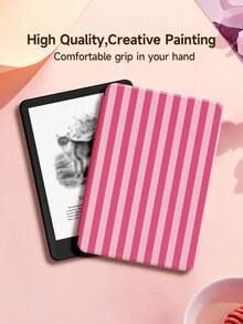 1件粉色條紋印花平板保護殼/Kindle Youth Edition/Kindle NK 11/Paperwhite 5 電子閱讀器保護殼，相容 iPad 10.2 吋第10代/(A16) 11 吋第11代 2025，相容 Galaxy Tab S6 Lite 10.4，防摔平板支架保護殼 - 彩色 - 查看 7