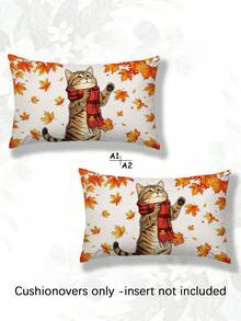 2 buah Sarung Bantal Kucing Lucu untuk Dekorasi Rumah, Berbagai Ukuran, Cocok untuk Dekorasi Rumah Gaya Pedesaan, Sarung Bantal Kamar Tidur, Sarung Bantal Sofa Ruang Tamu (Isi Bantal Tidak Termasuk) - MultiWarna - View 11