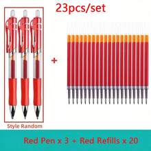 23/33pcs Retractable Ballpoint Pens, Large Capacity 0.5mm Black/Red/Blue, Replaceable Refills, Student Stationery - A - View 12