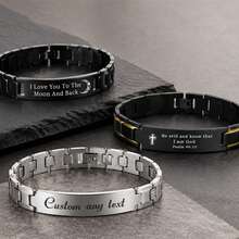 Personalized Stainless Steel Engraved Bracelet, Customized Men's Bracelet, Customized Engraved Bracelet, Men's Bracelet. Customized Chain Bracelet Gift - Multicolor - View 6