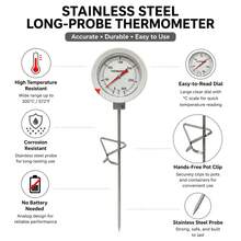Termometer Penggorengan Praktis untuk Hadiah Dapur, Pilihan Skala Tunggal/Ganda, Desain Logam Minimalis dengan Tekstur Premium, Probe Baja Tahan Karat, Cocok untuk Memanggang di Rumah, Berjualan di Jalanan, Penggunaan Komersial, Hadiah Dapur Serbaguna untuk Pecinta Memasak, Tanpa Baterai - A - View 10