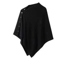 1 buah Syal Ponco Rajut Warna Polos untuk Wanita, Dekorasi Kancing Samping dan Paku Keling, Pelindung Matahari, Kasual dan Elegan, Cocok untuk Kantor, Perjalanan, Musim Semi, Musim Gugur & Musim Dingin - MultiWarna - View 2