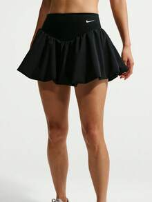 Nike Women's AS W NK ONE DF BBLE SKRT 2N1 F Woven Mini Skirt IU1418-010 - Black and White - View 1