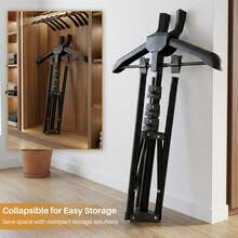 Telescopic Garment Steamer Rack Featuring A Stable, Load-Bearing Design Suitable For Hanging, Air-Drying, And Steam-Ironing Clothes; It Is Foldable And Extendable, With Adjustable Height Settings To Accommodate Garments Of Various Lengths. - View 10