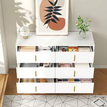Elegant Sideboard With Modern Design, White And Gold Accents - 白色 - 查看 9
