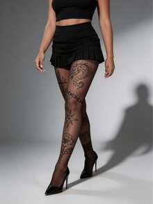 1 Pair Plus Size Women's Gothic Style Shaping Tights/Pantyhose, Unique Design - Multicolor - View 14