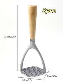 1pc Manual Potato Masher With Wooden Handle, Heavy-Duty Pressing Tool, Can Produce Smooth And Fluffy Mashed Potatoes, Kitchen Essential, Suitable For Home Cooking And Holiday Meals - Multicolor - View 13