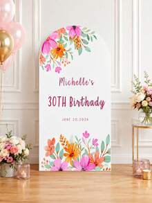 Personalized Custom Text Elastic Arch Backdrop Banner - Custom Backdrop For Birthdays And Events, Suitable For Domes, Multiple Sizes Available, Polyester Material, No Power Required, Perfect For Birthday Party Event Backdrop | Modern Arch Design | Polyester Elastic -- (Arch Not Included, Fabric Backdrop Only) - Multicolor - View 3