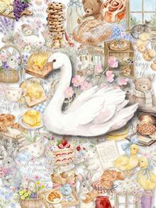 POKOJA LAND 50/100pcs Watercolor Warm Morning PET Stickers, Transparent Warm Color Breakfast Floral Animal Stickers, Rabbit Bear Duck Cat Bread Jam Flower Window Decal Set, Suitable For Planner, Phone Case, Laptop, Scrapbook Aesthetic Decoration - Multicolor - View 3