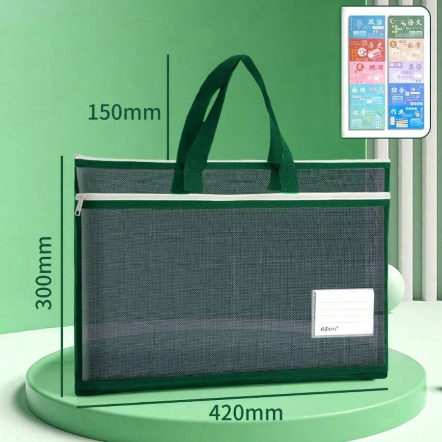 Bolsa de Arte Infantil A3 con Rejilla, Cuaderno de Dibujo 8K, Bolsa de Hombro con Cierre de Gran Capacidad, Bolsa de Almacenamiento de Papel de Dibujo A4, Bolsa de Papelería de Nailon con Re - Albaricoque - Ver 1