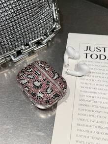 1pc High-End Luxurious Bling Bling Rhinestone Earphone Protective Case, Girl Heart Full Rhinestone Design, Anti-Drop Anti-Loss, Suitable For AirPods Series Bluetooth Earphone Protective Shell - Pink - View 6