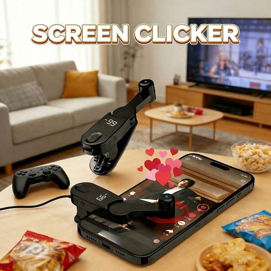 Auto Clicker For Smartphones, Automatic Fast Clicking Device For Phone Screens, Rapid Finger Simulation Continuous Auto Clicking, Suitable For Games, Live Stream Likes, Unlimited Live Stream Clicks - Black - View 1
