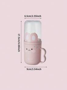 1pc Cute Cartoon Rabbit Double Layer Toothbrush Cup, Japanese Style Cute Plastic Bathroom Mouthwash Cup, Children's Layered Toothpaste Holder - Multicolor - View 2
