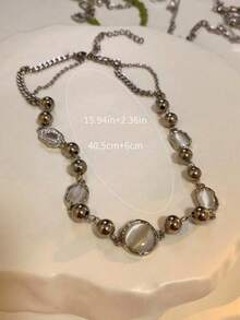 Niche Design High-End Women's Necklace, Collarbone Chain, Banquet Gift - Silver - View 2
