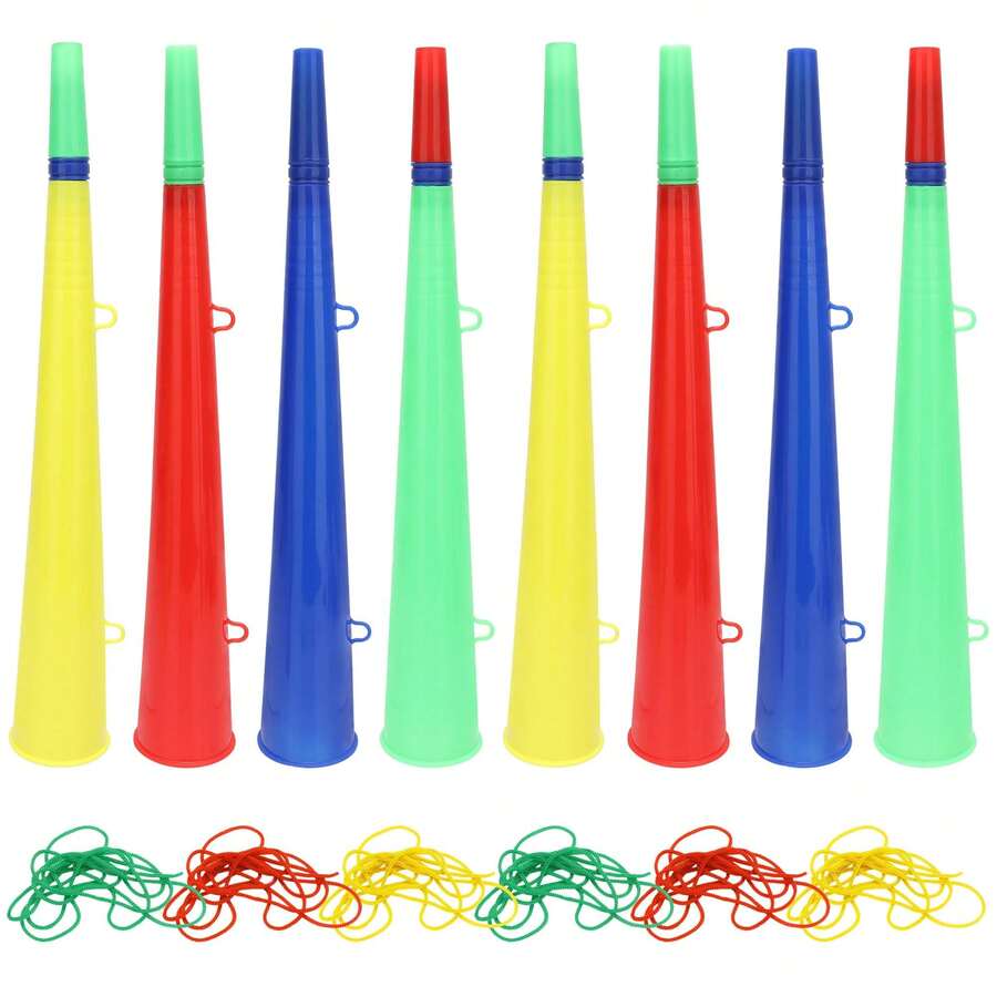 Soccer Ball Vuvuzela Stadium Horns, Plastic Loud Stadium Noise Makers With Lanyard, Football Trumpets For Soccer Games Sports Events Carnival Party Fan Cheering, Noisemakers For Adults - A - View 1