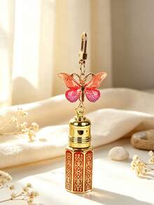 1pc Mini Butterfly Keychain Empty Refillable Perfume Roller Ball Bottle, Luxury Gold Embossed Essential Oil Roller Bottle, Portable Travel Pocket Size Cute Pendant Keychain, Cosmetic Sample Storage, Birthday Gift For Her, Travel Essential - Multicolor - View 7