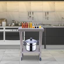 Robust, Mobile 2-Tier Stainless Steel Work Table 201 With Lockable Casters For The Catering Industry (Restaurant) - A - 查看 6