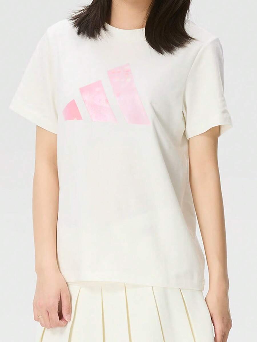 Adidas New Women's Outdoor Sports Casual Short Sleeve T-Shirt - White - View 1