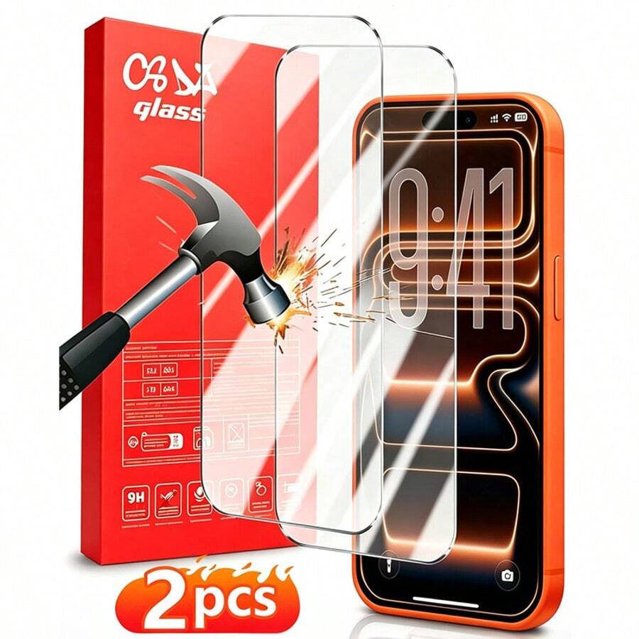 CSDZ 2片相容於 17 17 Pro Max 17 Pro 15 Plus 15 15 Pro 15 Pro Max的高清透明玻璃螢幕保護貼，相容於 13，防水，相容於 17 Pro Max，手機配件，相容於 A21s，9H硬度，易於安裝 [國際版而非本地版]