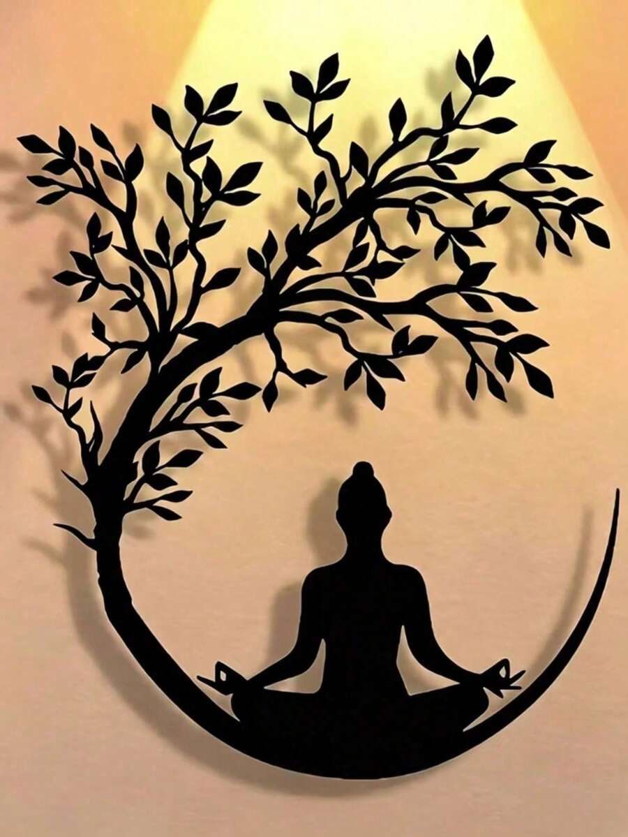 1pc Tree Of Life & Meditation Buddha Acrylic Wall Decor, Acrylic Wall Art, Tree Of Life Wall Painting, Multi-Functional Hanging Wall Craft, Suitable For Office, Living Room, Bedroom, Balcony, Kitchen, Patio, Store Entrance, Cafe, Dance Hall, Bar, Yoga Studio And Other Places, Modern Home Decor - Multicolor - View 1