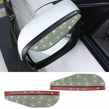 2 piezas Protector de lluvia brillante para espejo retrovisor de coche con strass, visera de lluvia para espejo retrovisor de coche, escudo de lluvia - A - Ver 7