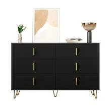 Elegant Sideboard With Modern Design, White And Gold Accents - 黑色 - 查看 1
