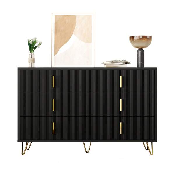Elegant Sideboard With Modern Design, White And Gold Accents