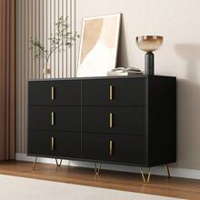 Elegant Sideboard With Modern Design, White And Gold Accents - 黑色 - 查看 10